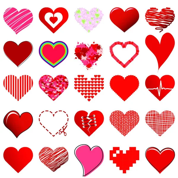 Coleção Diferentes Corações Bonitos Para Dia Amor Dos Namorados Dia —  Vetores de Stock