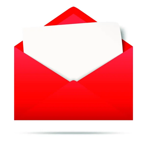 Ilustração Vetorial Com Envelope Colorido Vermelho Com Papel Branco Vazio — Vetor de Stock