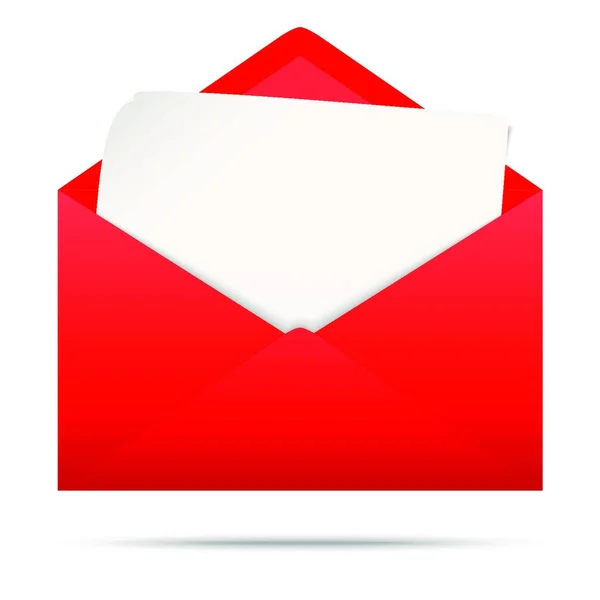 Ilustração Vetorial Com Envelope Colorido Vermelho Com Papel Branco Vazio —  Vetores de Stock