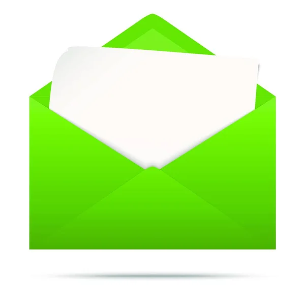 Vector Illustratie Met Groen Gekleurde Envelop Met Wit Leeg Papier — Stockvector