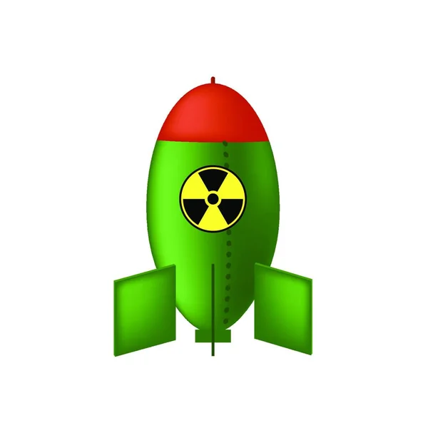 핵폭탄과 방사능 표지가 그라운드에 고립되어 원자력 — 스톡 벡터