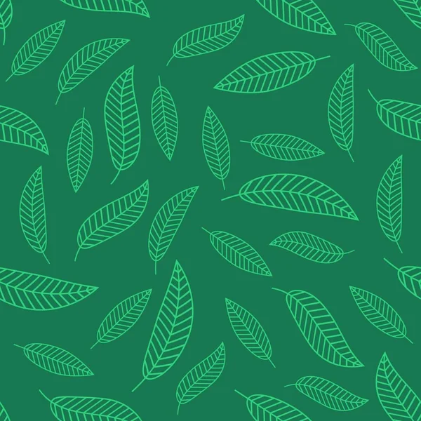 Nahtloser Stilisierter Blatt Hintergrund Blätter Geometrische Textur Kontinuierliche Grüne Muster — Stockvektor