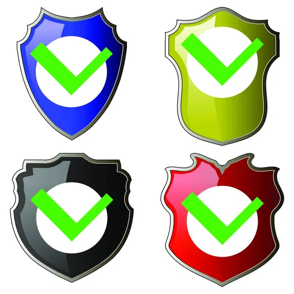 Security Check Icon Shield Logotype Protect Sign Isolated White Background — Stock Vector