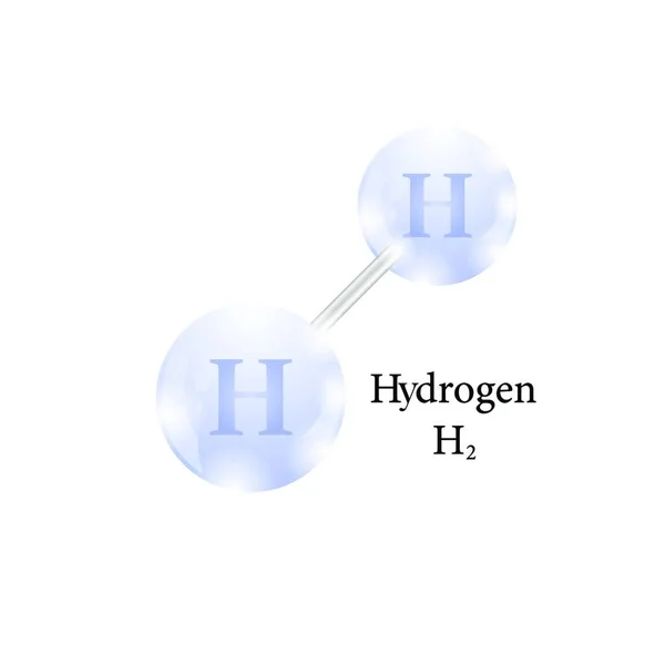 Molekylen Väte Kemisk Beståndsdel Den Periodiska Tabellen Isolerad Vit Bakgrund — Stock vektor