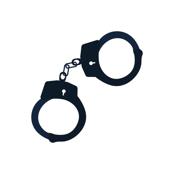 Police Handcuff Icon Flat Color Design Vector Illustration — Stock Vector