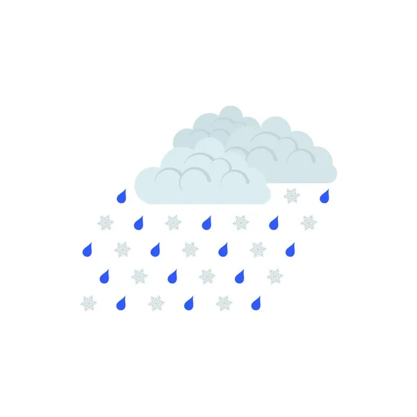 Regen Mit Schnee Ikone Flache Farbgestaltung Vektorillustration — Stockvektor