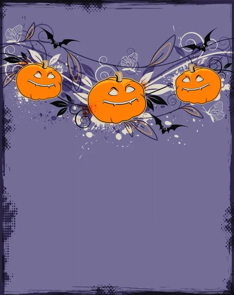 Violett Halloween Vektor Bakgrund Med Pumpor — Stock vektor