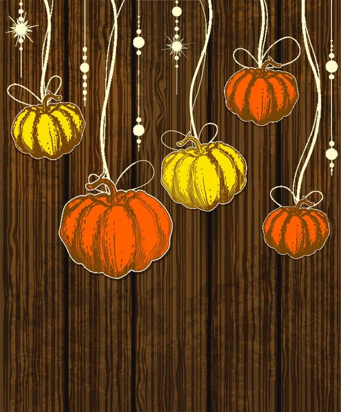 Fond Vectoriel Halloween Avec Citrouilles Orange — Image vectorielle
