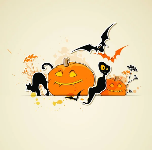 Halloween Vector Achtergrond Met Pompoenen Spook — Stockvector