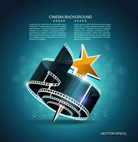 Rollo Tira Película Con Estrella Oro Fondo Cine Vectorial — Vector de stock