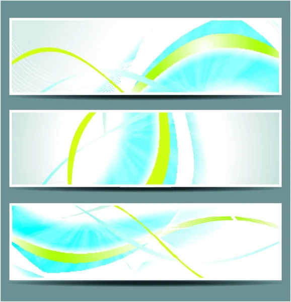 Set Three Banners Abstract Headers Blue Lines — Stock Vector