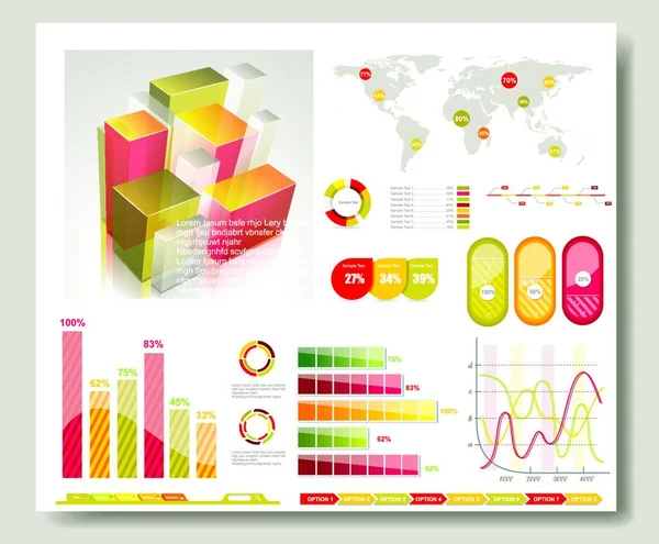 Világtérkép Információs Grafikák — Stock Vector