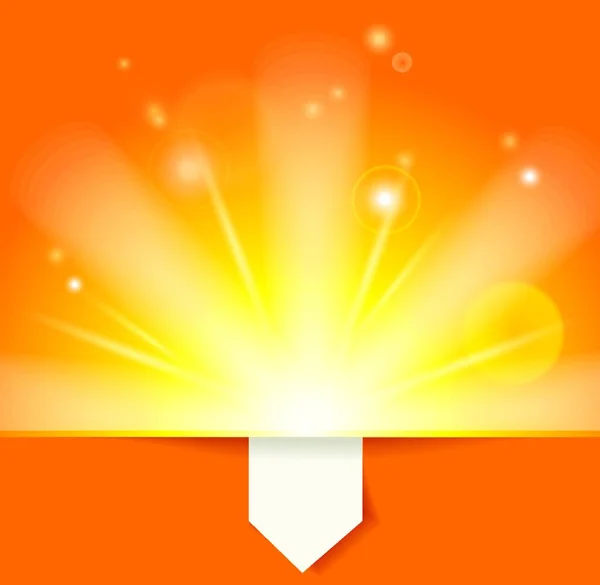 Zonnestralen Met Oranje Geel Wazig Paper Sticker — Stockvector