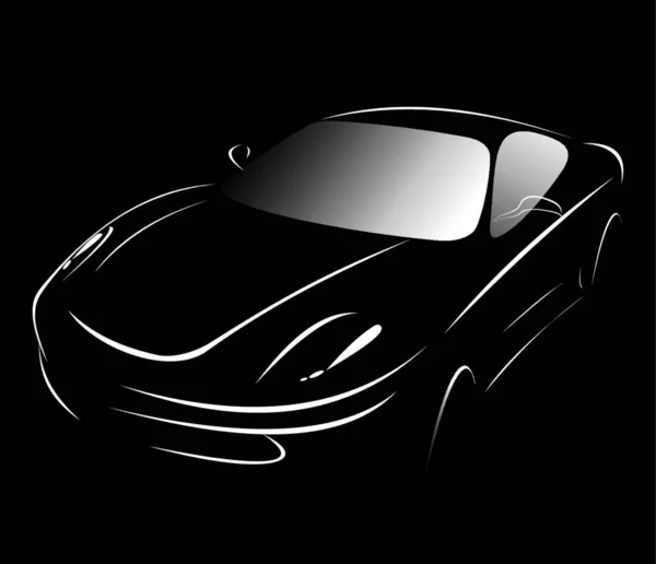 Silhouette Des Autos Auf Schwarzem Hintergrund Vektorkunst — Stockvektor
