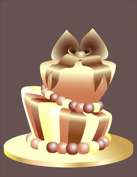 Шоколадний Торт Білим Ізольованим Фоном Шоколадний Торт — стоковий вектор