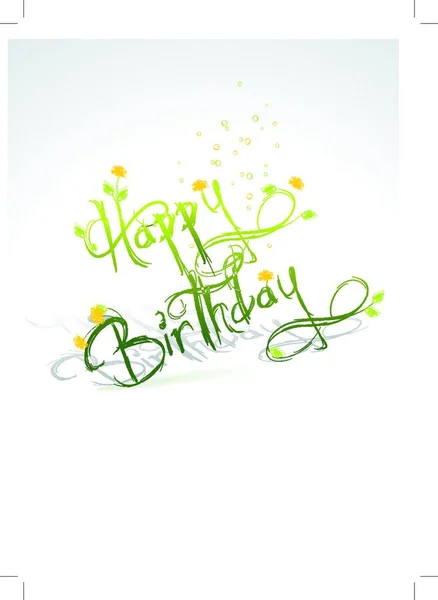 Carte Anniversaire Avec Herbe Verte Fleurs Carte Anniversaire Drôle — Image vectorielle