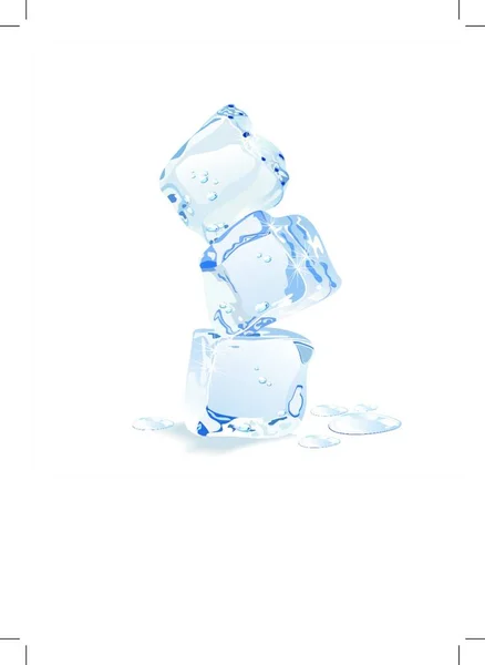 Cubos Hielo Vector Azul Aislados Sobre Fondo Blanco — Vector de stock