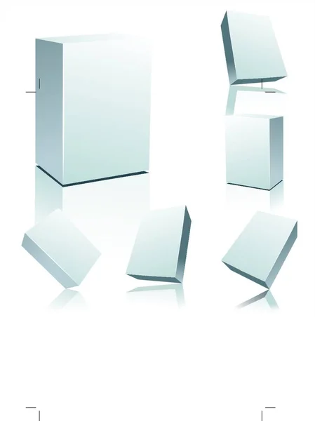 Cajas Blancas Vectoriales Aisladas Sobre Blanco — Vector de stock