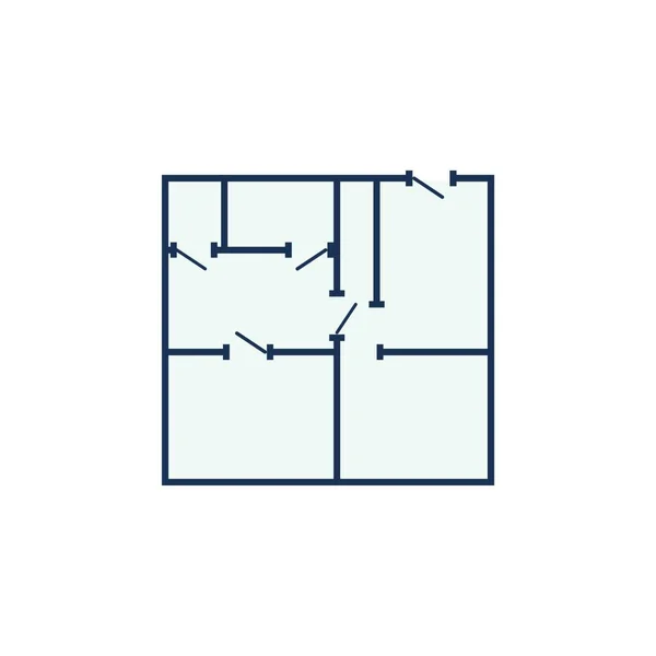 Icono Del Plan Apartamentos Diseño Plano Ilustración Vectorial — Archivo Imágenes Vectoriales