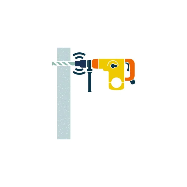Icon Perforator Drilling Wall Flat Design Vector Illustration — Stock Vector