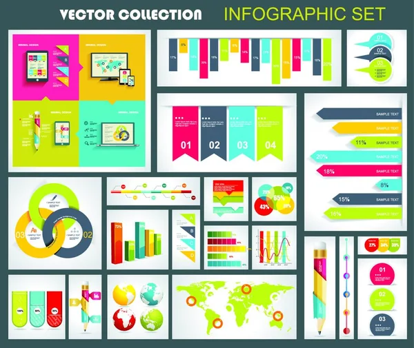 Minőségi Infografikák Gyűjteménye Design Vektorsablonok Készen Állnak Adatok Megjelenítésére — Stock Vector