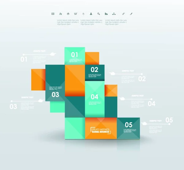 Business Infographics Çokgen Tasarım Tarzı Akışı Düzeni Diyagram Sayı Seçenekleri — Stok Vektör