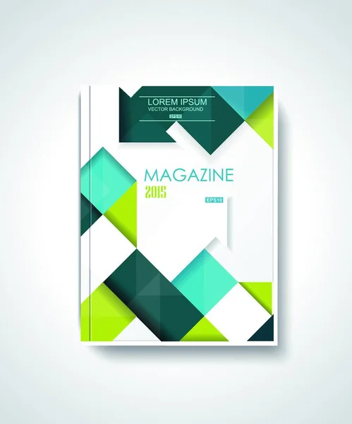 Tijdschrift Brochure Template Ontwerp Met Blokjes Pijlen Elementen — Stockvector