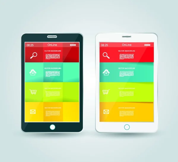 Smartphone Touch Screen Com Infográfico Moderno Com Meio —  Vetores de Stock
