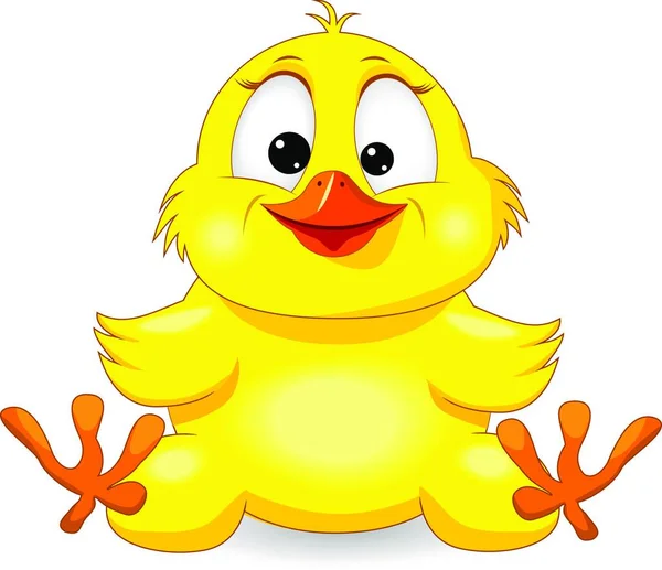 Little Yellow Chick White Background Cartoon Chick — Stock Vector