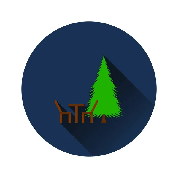 Platt Design Ikon Park Sits Och Pine Tree Färger Vektor — Stock vektor