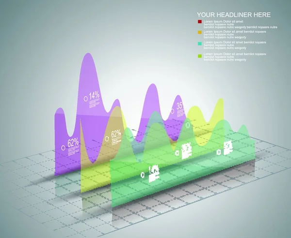 Caja Moderna Diseño Plantilla Infográfica Estilo Mínimo — Vector de stock