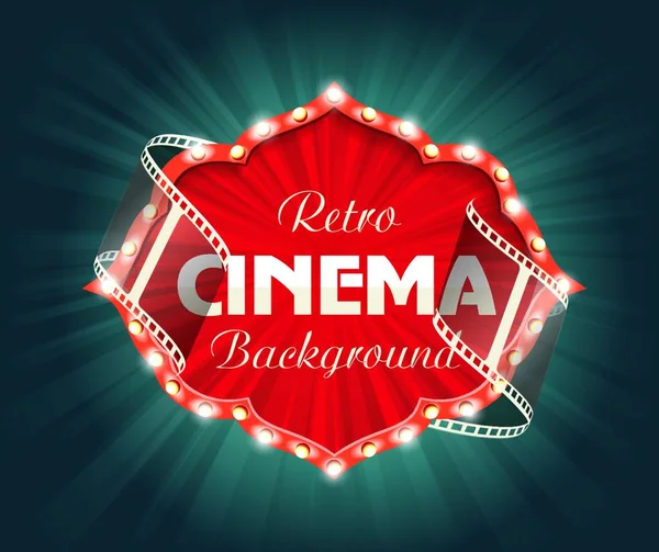 Banner Cine Antiguo Con Rollo Rayas Fondo Cine Vectorial — Vector de stock