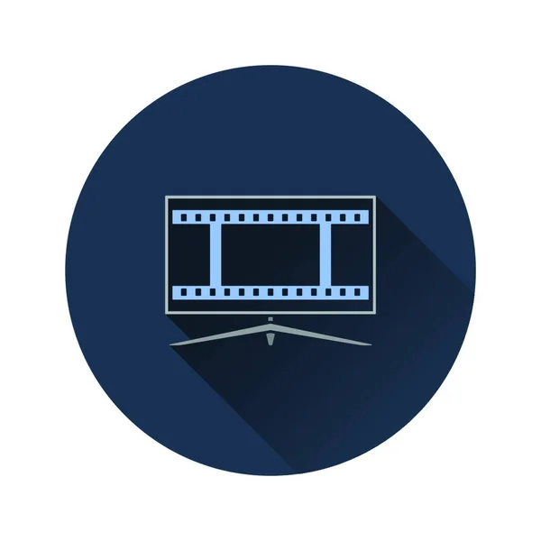 Cinema Scherm Pictogram Grijze Achtergrond Ronde Schaduw Vectorillustratie — Stockvector