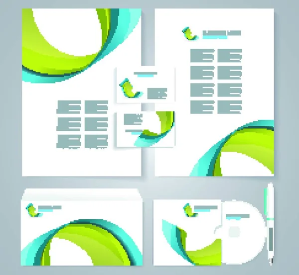 Vállalati Identitás Sablon Kék Zöld Geometriai Elemekkel Üzleti Tevékenység Dokumentálása — Stock Vector