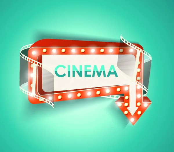Sinal Cinema Com Lâmpadas Fundo Cinema Vetorial —  Vetores de Stock