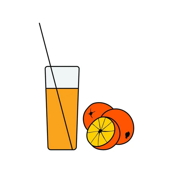 Ícone Design Plano Vidro Suco Laranja Cores Ilustração Vetorial — Vetor de Stock