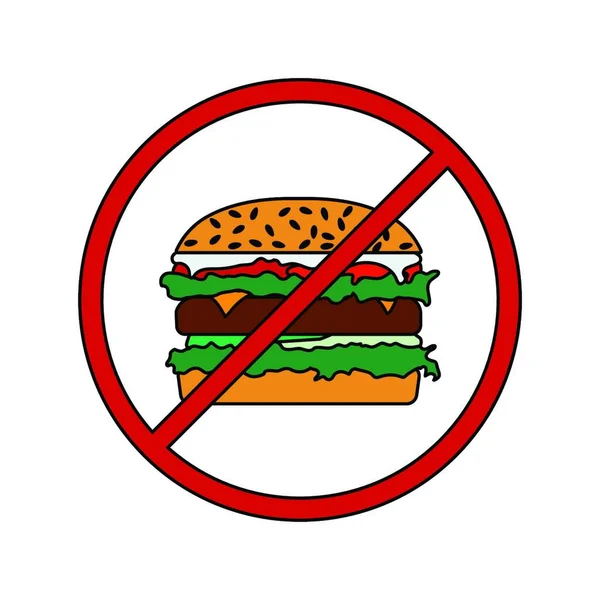Плоская Иконка Дизайна Запрещенного Гамбургера Цветах Векторная Иллюстрация — стоковый вектор