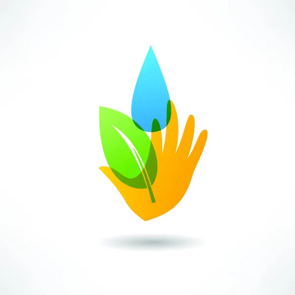 Eco Concept Hand Water Icoon — Stockvector