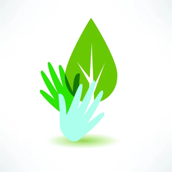 Ręce Abstrakcyjna Ikona Drzewa Ekologicznego — Wektor stockowy
