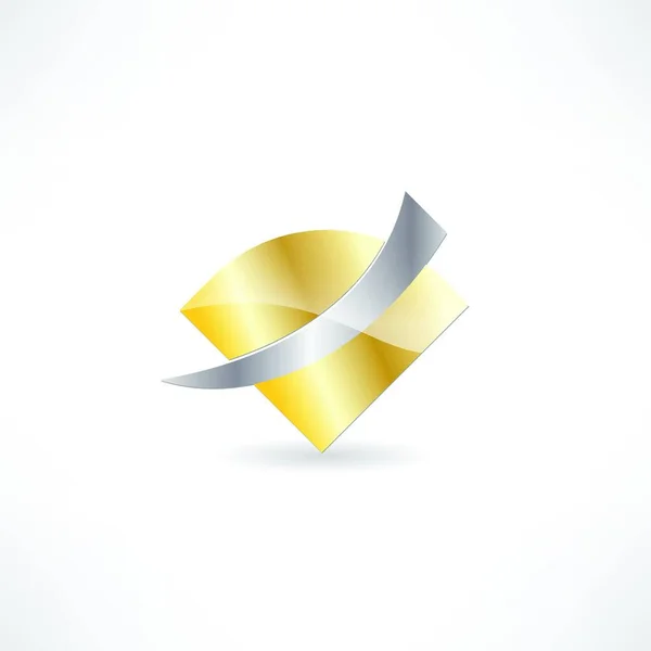 Icono Abstracción Metal Dorado — Vector de stock