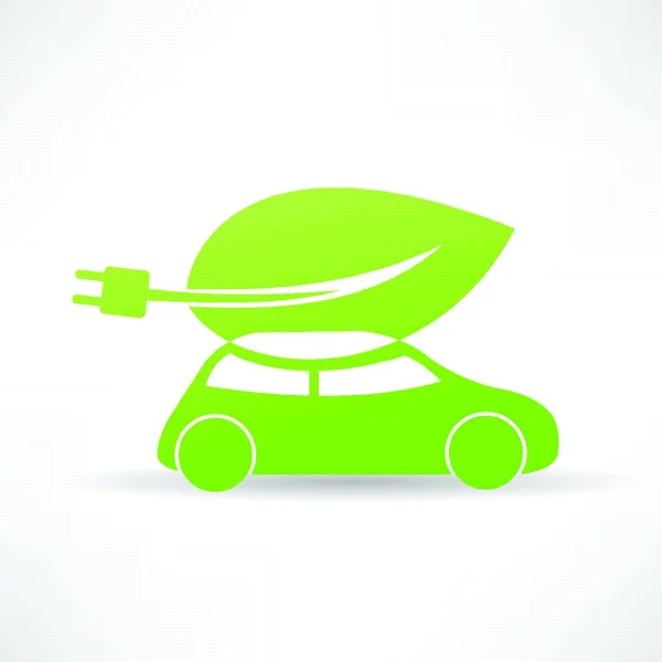 Зеленый Значок Экологического Автомобиля — стоковый вектор