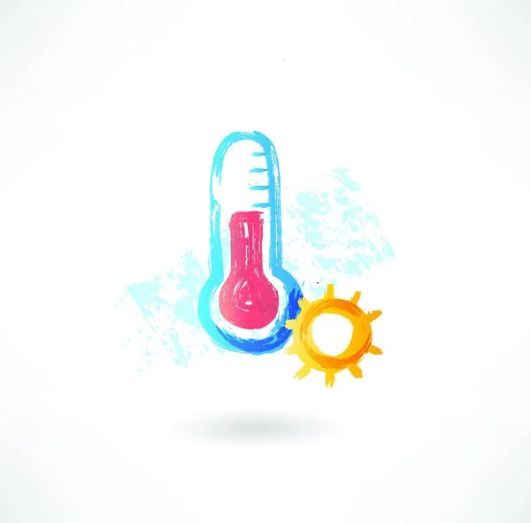 Hot Thermometer Grunge Ikone — Stockvektor