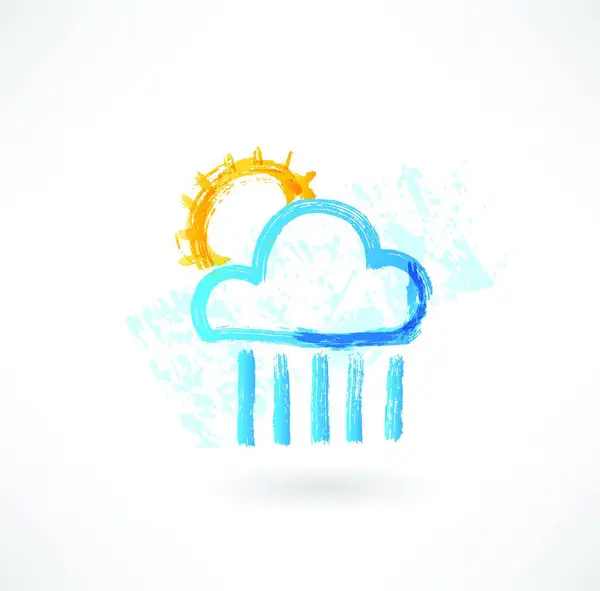 Cloud Sun Grunge Ikone — Stockvektor