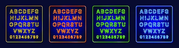 Neon Alphabet Set Fuentes Coloridas — Archivo Imágenes Vectoriales