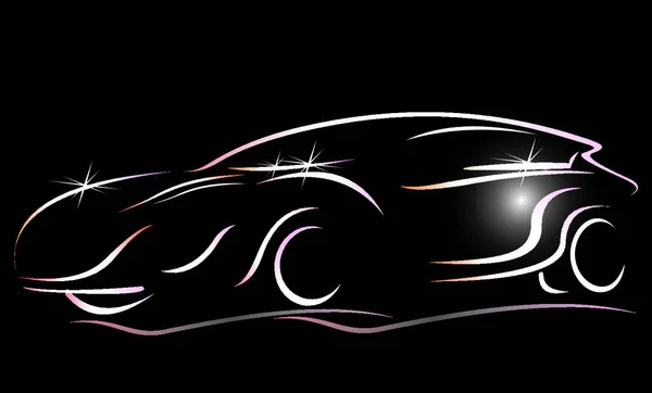 Silhouette Car Black Background Vector Art — Stock Vector