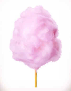 Cotton candy. Sugar clouds. 3d vector icon. Realistic illustration clipart