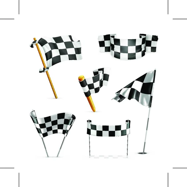 Checkered Flags Vector Set — Stock Vector