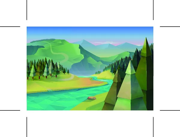 Bosque Paisaje Naturaleza Vector Fondo — Archivo Imágenes Vectoriales