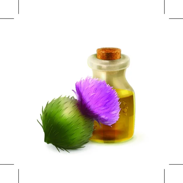 Burdock Oil Natural Cosmetics Vector Illustration — Stock Vector