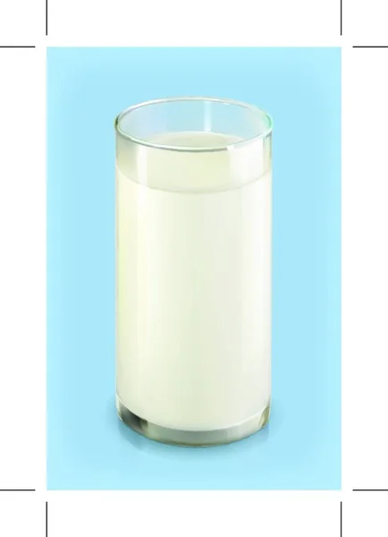 Glas Milch Vektorobjekt Auf Blauem Hintergrund — Stockvektor